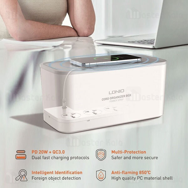 چند راهی برق و شارژر وایرلس الدینیو LDNIO SCW5354 دارای 3 پورت